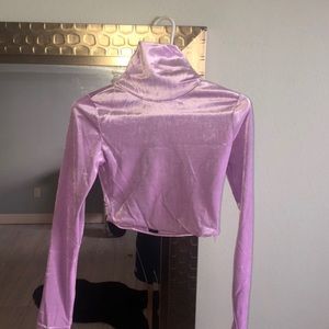 Purple velvet cropped Turtle neck
